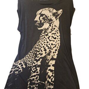 100% Cotton Stella McCartney Black & White Leopard Print Sleeveless Tunic
